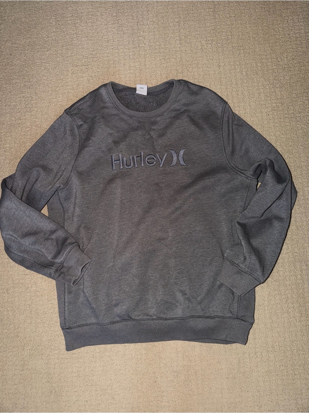 Hurley Men's Dark Gray Crewneck Logo Sweatshirt